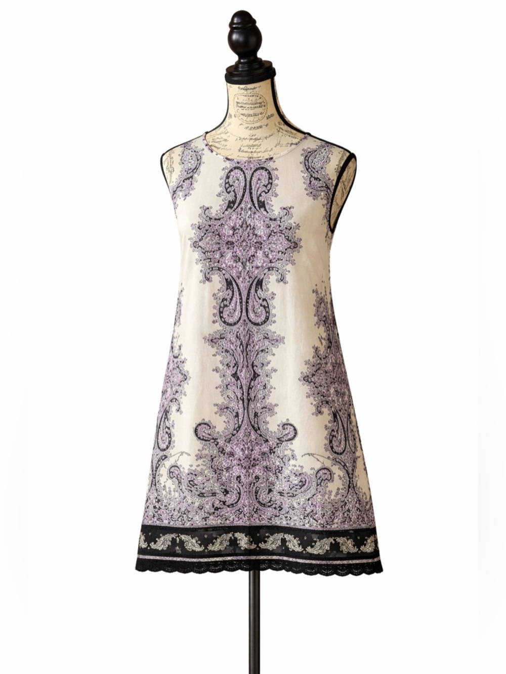 NWT LOFT Paisley Midi Dress in Ivory and Lilac • Size 4